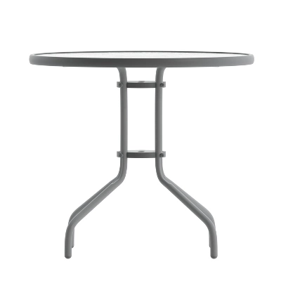 Flash Furniture Bellamy 31.5'' Silver Round Tempered Glass Metal Table 10 Flash Furniture Bellamy 31.5'' Silver Round Tempered Glass Metal Table - Image 8