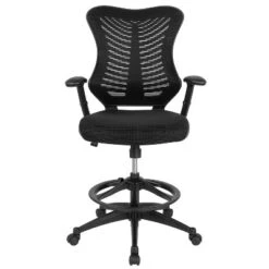 Flash Furniture High Back Designer Black Mesh Drafting Chair With LeatherSoft Sides And Adjustable Arms -Flash Furniture GUEST 481ab6f2 f73a 4be1 97c2 a4373b2602ff