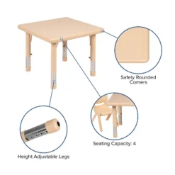 Flash Furniture 24" Square Plastic Height Adjustable Activity Table Set With 4 Chairs 16 Flash Furniture 24" Square Plastic Height Adjustable Activity Table Set With 4 Chairs -Flash Furniture GUEST 48cfab28 4951 49fe 885a 8bc8feb04f1a