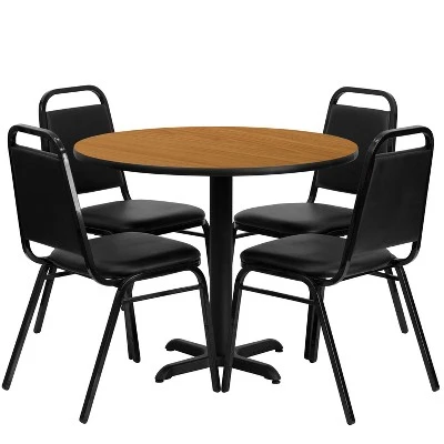 Flash Furniture 36'' Round Laminate Table Set With X-Base And 4 Trapezoidal Back Banquet Chairs 7 Flash Furniture 36'' Round Laminate Table Set With X-Base And 4 Trapezoidal Back Banquet Chairs - Image 5