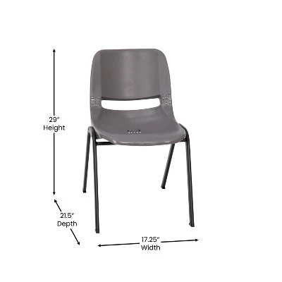 Flash Furniture HERCULES Series 661 Lb. Capacity Gray Ergonomic Shell Stack Chair With Black Frame And 16'' Seat Height, Set Of 5 8 Flash Furniture HERCULES Series 661 Lb. Capacity Gray Ergonomic Shell Stack Chair With Black Frame And 16'' Seat Height, Set Of 5 - Image 6