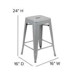 Flash Furniture 24" High Metal Counter-Height, Indoor Bar Stool - Stackable Set Of 4 -Flash Furniture GUEST 4ad1ff18 b031 4cb0 b403 56be08ce21d7