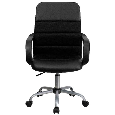 Swivel Task Chair Black Leather/Mesh - Flash Furniture 5 Swivel Task Chair Black Leather/Mesh - Flash Furniture - Image 3