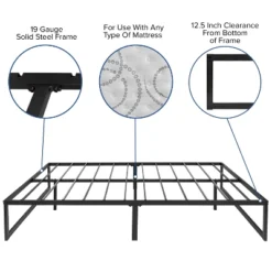 Flash Furniture 14 Inch Metal Platform Bed Frame With 12 Inch Pocket Spring Mattress In A Box (No Box Spring Required) - Full -Flash Furniture GUEST 4c080528 8ddb 4d65 b657 aa2a343f4e90