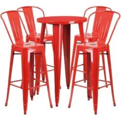 Flash Furniture Commercial Grade 24" Round Metal Indoor-Outdoor Bar Table Set With 4 Cafe Stools -Flash Furniture GUEST 4c3a1f2e 5ec5 47db 92db 2d05024ca0b0