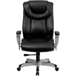 Big & Tall 400 Lb. Rated High Back LeatherSoft Executive Ergonomic Office Chair With Arms Silver/Black Leather - Flash Furniture -Flash Furniture GUEST 4c646113 9066 4bff bf6b bbdeb737b962