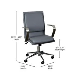 Flash Furniture James Mid-Back Designer Executive Upholstered Office Chair With Brushed Metal Base And Arms -Flash Furniture GUEST 4ca9e908 d065 4c11 b624 c4bfa2e090bd