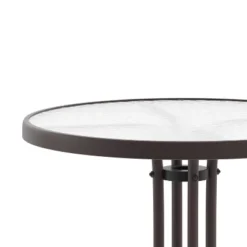 Flash Furniture Bellamy 23.75'' Round Tempered Glass Metal Table -Flash Furniture GUEST 4ce1aed4 4ef9 4279 9d38 81c3d4a54399