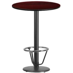 Flash Furniture 30'' Round Laminate Table Top With 18'' Round Bar Height Table Base And Foot Ring