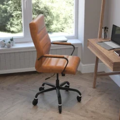 Flash Furniture Whitney High Back Executive Swivel Office Chair With Black Frame, Arms, And Transparent Roller Wheels -Flash Furniture GUEST 4d3a7272 b4b4 49d5 a976 5925a53082c7