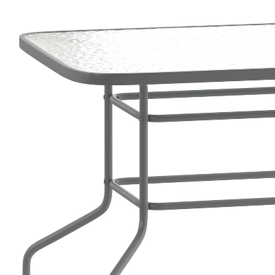 Flash Furniture Tory 31.5" X 55" Rectangular Tempered Glass Metal Table With Umbrella Hole 8 Flash Furniture Tory 31.5" X 55" Rectangular Tempered Glass Metal Table With Umbrella Hole - Image 6