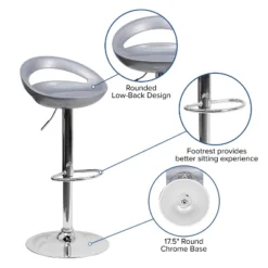 Flash Furniture Contemporary Plastic Adjustable Height Barstool With Rounded Cutout Back And Chrome Base -Flash Furniture GUEST 4e0e5b4b c086 4a3e 9e2d 9deb62c2e811