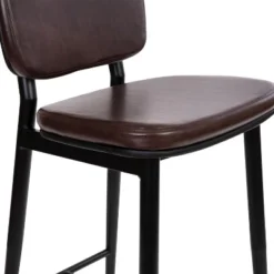 Flash Furniture Kenzie Commercial Grade Mid-Back Barstools - LeatherSoft Upholstery - Iron Frame With Integrated Footrest - Set Of 2 -Flash Furniture GUEST 4e167541 bcd0 4e27 814c 8af734965f7c