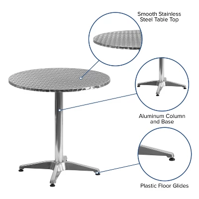 Flash Furniture Mellie 27.5'' Round Aluminum Indoor-Outdoor Table With Base 4 Flash Furniture Mellie 27.5'' Round Aluminum Indoor-Outdoor Table With Base - Image 2