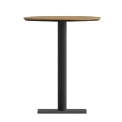 Flash Furniture Finch Commercial Grade Round 24" Table With Faux Teak Poly Slats And Steel Frame, Natural/Gray -Flash Furniture GUEST 4f15294a 6357 414a bc16 bf8f362da934