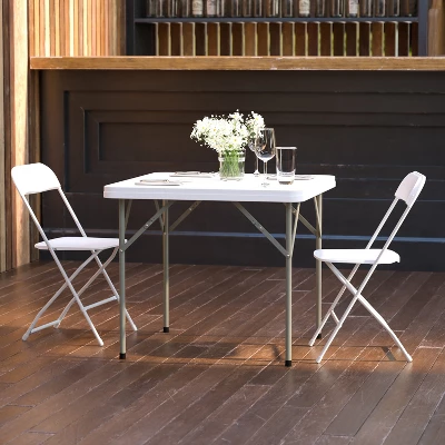 Flash Furniture Elon 2.85-Foot Square Granite White Plastic Folding Table - Set Of 5 3 Flash Furniture Elon 2.85-Foot Square Granite White Plastic Folding Table - Set Of 5