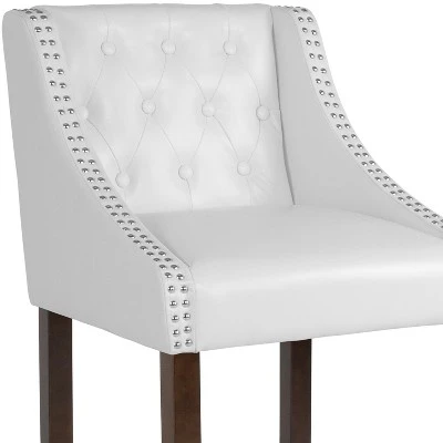 Flash Furniture Carmel Series 30" High Transitional Tufted Walnut Barstool With Accent Nail Trim 7 Flash Furniture Carmel Series 30" High Transitional Tufted Walnut Barstool With Accent Nail Trim - Image 5
