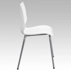 Flash Furniture HERCULES Series 770 Lb. Capacity White Stack Chair With Lumbar Support And Silver Frame -Flash Furniture GUEST 4f73e3cf f228 48a2 b839 719d101d1e12