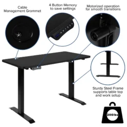 Flash Furniture Electric Height Adjustable Standing Desk - Table Top 48" Wide - 24" Deep -Flash Furniture GUEST 4f833b3f 0047 4e36 b877 2d8616e35d01