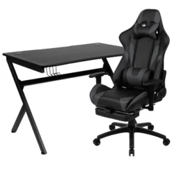 Flash Furniture Gaming Desk And Footrest Reclining Gaming Chair Set With Cup Holder, Headphone Hook & 2 Wire Management Holes -Flash Furniture GUEST 4fd1ea6c 09f3 4e10 9205 659c51386775