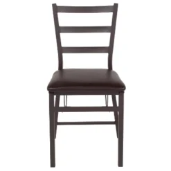 Flash Furniture HERCULES Series Brown Folding Ladder Back Metal Chair With Brown Vinyl Seat -Flash Furniture GUEST 50131c4e 550f 416b bdff 5ca98110d765