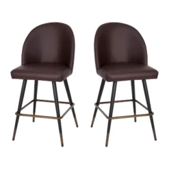 Flash Furniture Lyla Set Of 2 Commercial Modern Armless Counter Stools With Contoured Backrests, Steel Frames And Footrests-Set Of 2 -Flash Furniture GUEST 5065b943 54fa 404f 8959 ca6285dad524