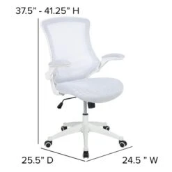 Flash Furniture Mid-Back White Mesh Swivel Ergonomic Task Office Chair With White Frame And Flip-Up Arms -Flash Furniture GUEST 50c8f08f 49b7 4d9f 8607 cbf90be66fff
