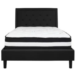 Flash Furniture Roxbury Full Size Tufted Upholstered Platform Bed In Black Fabric With Pocket Spring Mattress -Flash Furniture GUEST 52a314e4 7047 4060 bd35 66ac1ea6dbf5
