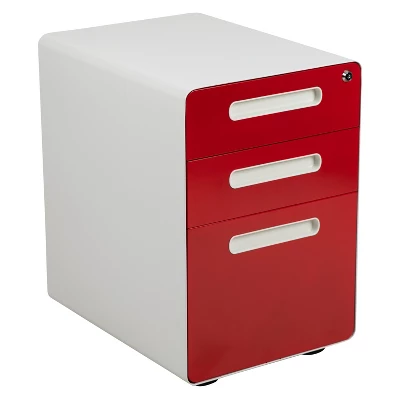 Flash Furniture Ergonomic 3-Drawer Mobile Locking Filing Cabinet With Anti-Tilt Mechanism And Hanging Drawer For Legal & Letter Files 18 Flash Furniture Ergonomic 3-Drawer Mobile Locking Filing Cabinet With Anti-Tilt Mechanism And Hanging Drawer For Legal & Letter Files - Image 16