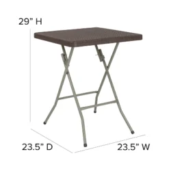 Flash Furniture 1.95-Foot Square Brown Rattan Plastic Folding Table -Flash Furniture GUEST 530c686d 815a 443f 98b8 b77aada818f5