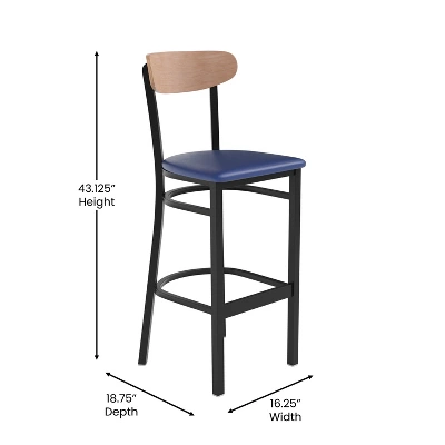 Flash Furniture Wright Commercial Grade Barstool With 500 LB. Capacity Steel Frame, Solid Wood Seat, And Boomerang Back 8 Flash Furniture Wright Commercial Grade Barstool With 500 LB. Capacity Steel Frame, Solid Wood Seat, And Boomerang Back - Image 6