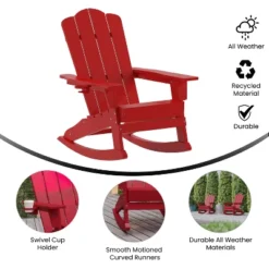 Flash Furniture Newport HDPE Adirondack Chair With Cup Holder And Pull Out Ottoman, All-Weather HDPE Indoor/Outdoor Chair -Flash Furniture GUEST 53557d12 0b54 4078 a8d3 263ba0211cc9