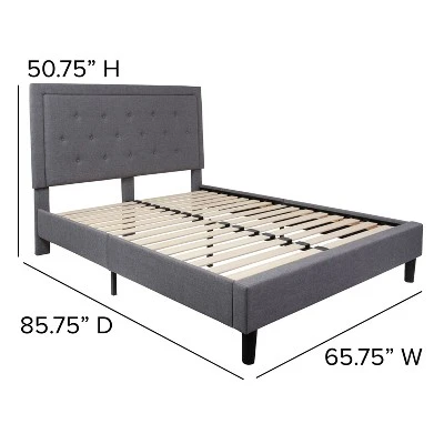 Flash Furniture Roxbury Tufted Upholstered Platform Bed With 10 Inch CertiPUR-US Certified Foam And Pocket Spring Mattress 7 Flash Furniture Roxbury Tufted Upholstered Platform Bed With 10 Inch CertiPUR-US Certified Foam And Pocket Spring Mattress - Image 5