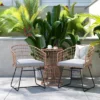 Flash Furniture Devon 3-Piece Patio Bistro Set, Indoor/Outdoor Rattan Rope Chairs, Acacia Wood Top Table & Seat Cushions -Flash Furniture GUEST 54638ce9 ae10 4868 a150 953de64e5ad0