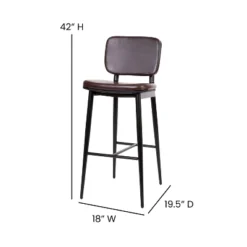 Flash Furniture Kenzie Commercial Grade Mid-Back Barstools - LeatherSoft Upholstery - Iron Frame With Integrated Footrest - Set Of 2 -Flash Furniture GUEST 54701d3e 4917 4eb9 ba59 c308aaeea865