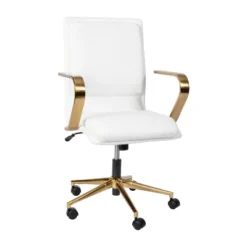 Flash Furniture James Mid-Back Designer Executive Upholstered Office Chair With Brushed Metal Base And Arms -Flash Furniture GUEST 54a1a909 c1db 43d4 b8b2 301ebee0ea90