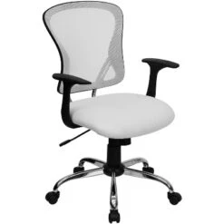 Flash Furniture Mid-Back Mesh Swivel Task Office Chair With Chrome Base And Arms -Flash Furniture GUEST 55017ab9 696b 49de b060 503b4fd04972