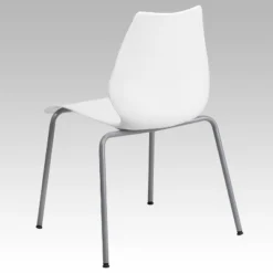 Flash Furniture HERCULES Series 770 Lb. Capacity White Stack Chair With Lumbar Support And Silver Frame -Flash Furniture GUEST 55fb4b6e 04a7 4f5b a036 d06e5a07678b