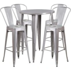 Flash Furniture Commercial Grade 30" Round Metal Indoor-Outdoor Bar Table Set With 4 Cafe Stools -Flash Furniture GUEST 560508cc 8ffb 48a0 85cb d59b19b911b2