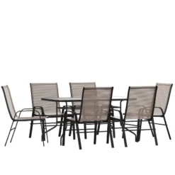 Flash Furniture 7 Piece Outdoor Patio Dining Set - Tempered Glass Patio Table, 6 Flex Comfort Stack Chairs 24 Flash Furniture 7 Piece Outdoor Patio Dining Set - Tempered Glass Patio Table, 6 Flex Comfort Stack Chairs -Flash Furniture GUEST 565eb0d0 3ace 4e1e 851a 145e8cc2b716