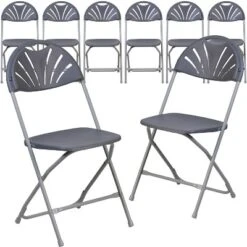 Flash Furniture 8 Pack HERCULES Series 650 Lb. Capacity Plastic Fan Back Folding Chair -Flash Furniture GUEST 58c42481 3167 4501 8d53 b6a76ac40dcc