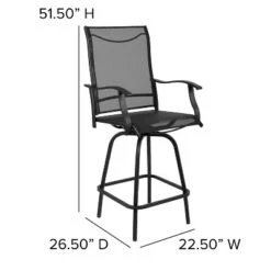 Flash Furniture Valerie Patio Bar Height Stools Set Of 2, All-Weather Textilene Swivel Patio Stools And Deck Chairs With High Back & Armrests -Flash Furniture GUEST 592059d1 81bc 43e2 9d37 f8f5d375b30e