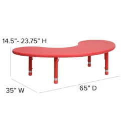 Flash Furniture 35"W X 65"L Half-Moon Plastic Height Adjustable Activity Table 17 Flash Furniture 35"W X 65"L Half-Moon Plastic Height Adjustable Activity Table -Flash Furniture GUEST 595712a0 3678 431e ada6 f18d62b22295