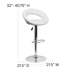 Flash Furniture Contemporary Vinyl Rounded Orbit-Style Back Adjustable Height Barstool With Chrome Base -Flash Furniture GUEST 599d099e 3265 45a3 afe0 0d1fa638db82
