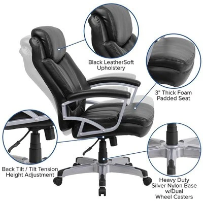 Hercules Series Big & Tall Executive Swivel Office Chair Black Leather - Flash Furniture 6 Hercules Series Big & Tall Executive Swivel Office Chair Black Leather - Flash Furniture - Image 4