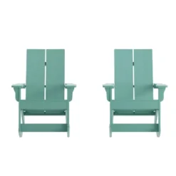 Flash Furniture Finn Modern Commercial Grade All-Weather 2-Slat Poly Resin Rocking Adirondack Chair With Rust Resistant Stainless Steel Hardware - Set Of 2 -Flash Furniture GUEST 5a2c3598 447f 4368 93f9 8ebcf48cb68f