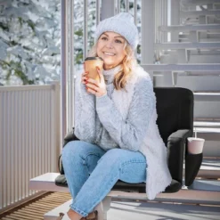 Flash Furniture Extra Wide Foldable Reclining Heated Stadium Chair With Backpack Straps - Black -Flash Furniture GUEST 5a3151d2 0c13 460f 932c bb8de5d87339