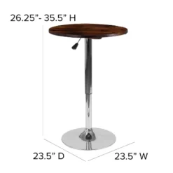 Flash Furniture 23.5'' Round Adjustable Height Rustic Pine Wood Table (Adjustable Range 26.25'' - 35.5'') -Flash Furniture GUEST 5aff34fa 813a 4712 9e84 2ade9bd4eddb