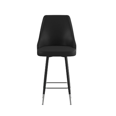 Flash Furniture Shelly Set Of 2 Commercial LeatherSoft Counter Height Bar Stools With Solid Black Metal Frames And Chrome Accented Feet And Footrests 12 Flash Furniture Shelly Set Of 2 Commercial LeatherSoft Counter Height Bar Stools With Solid Black Metal Frames And Chrome Accented Feet And Footrests - Image 10