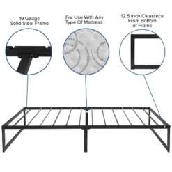 Flash Furniture 14 Inch Metal Platform Bed Frame With 12 Inch Pocket Spring Mattress In A Box And 2 Inch Cool Gel Memory Foam Topper -Flash Furniture GUEST 5bf376f5 922a 4c85 a319 8b99899879f0